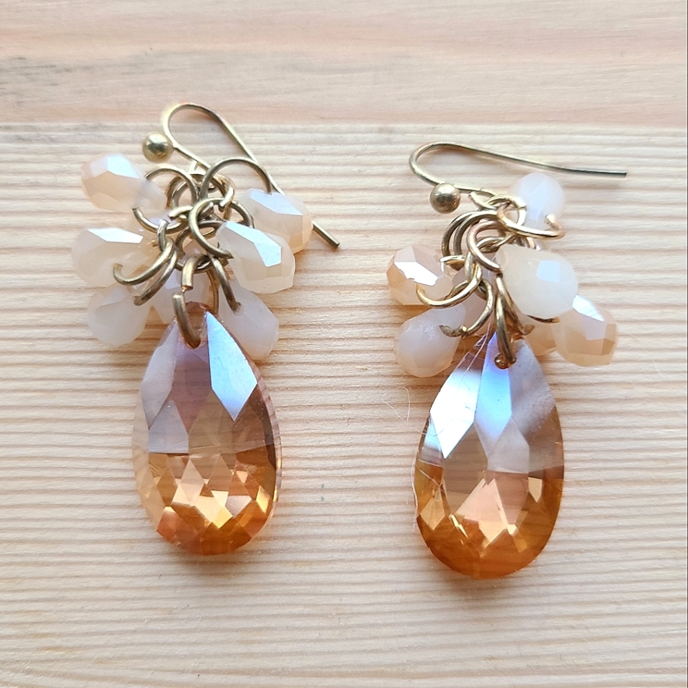 NWOT Delicate Neutral Tones Dangling Beaded Earrings